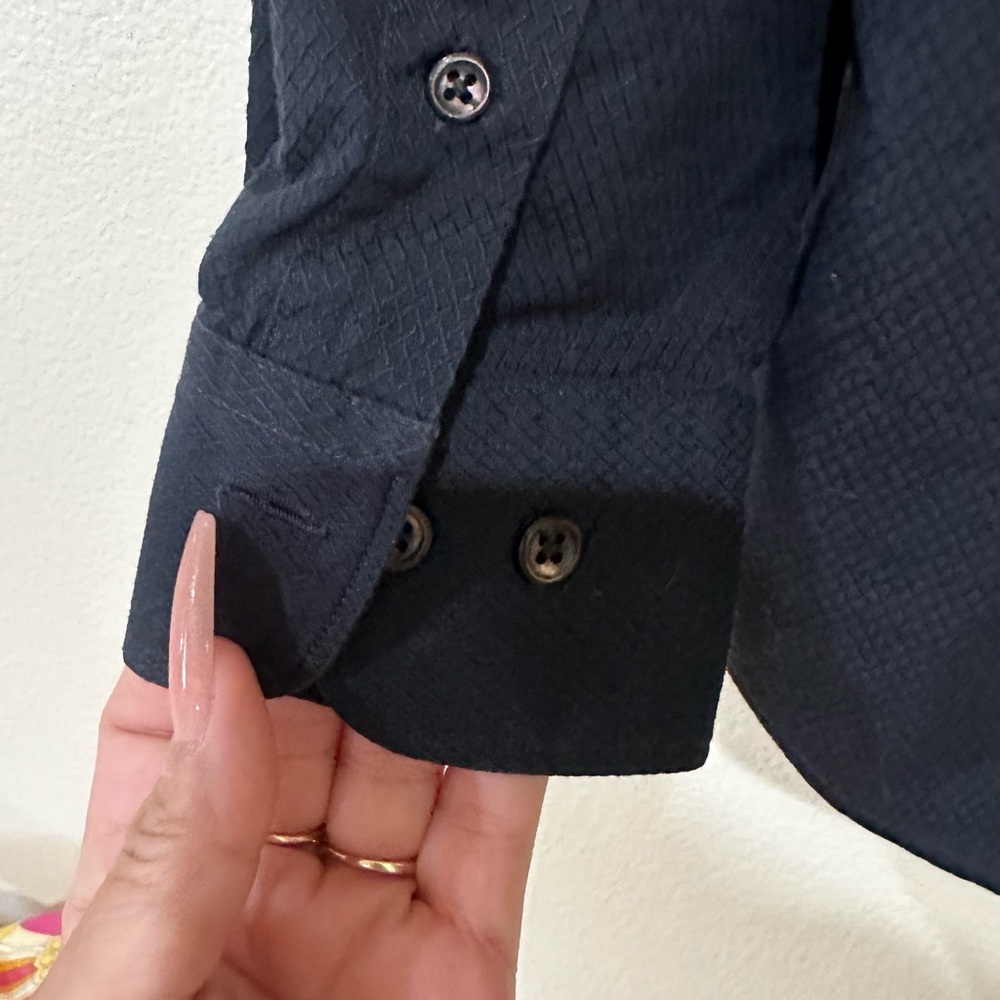 Faconnable Men's Black long sleeve Dress Shirt - Picture 6 of 6